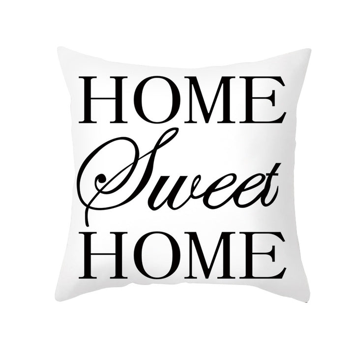 Square Cotton-Linen Decorative Throw Pillow Cover with Oversized HOME Typography Print and Concealed Zipper