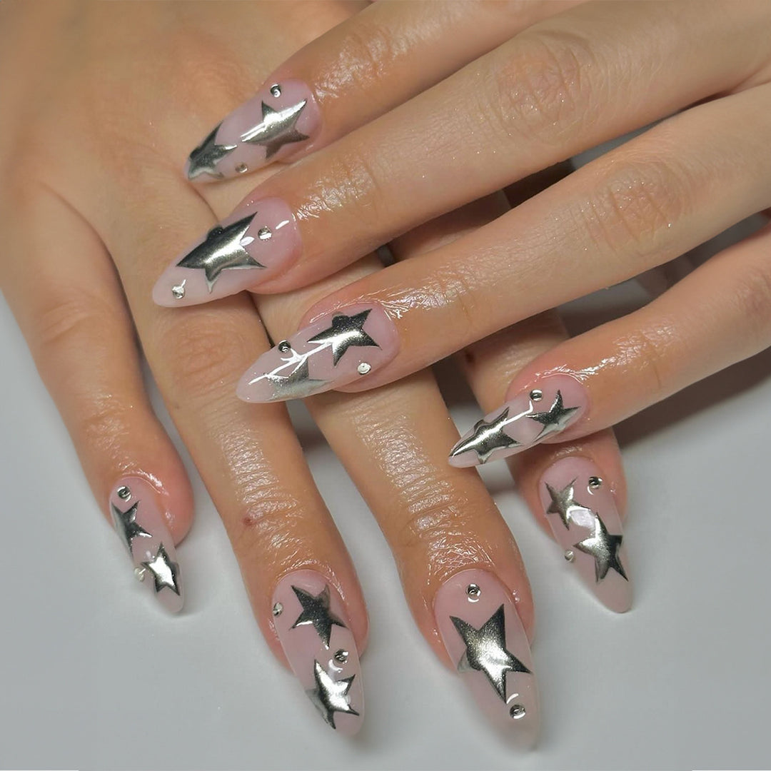 Decorative Press-On Nail Art Set with Star Designs Stornfield