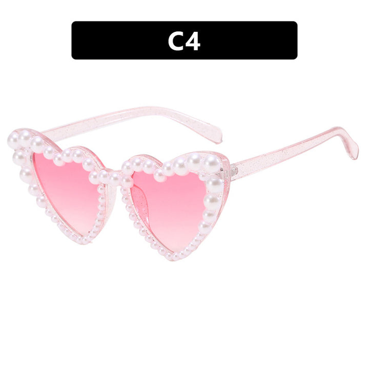 Women's Heart-Shaped Sunglasses with Pearl-Embellished Frame Stornfield