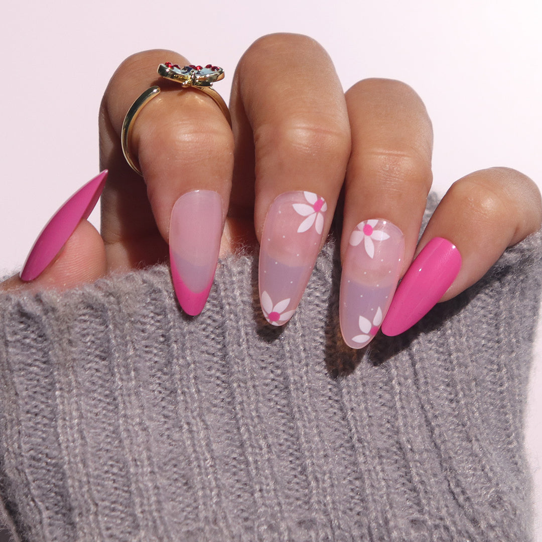 Floral-Patterned Stiletto Press-On Nails Stornfield