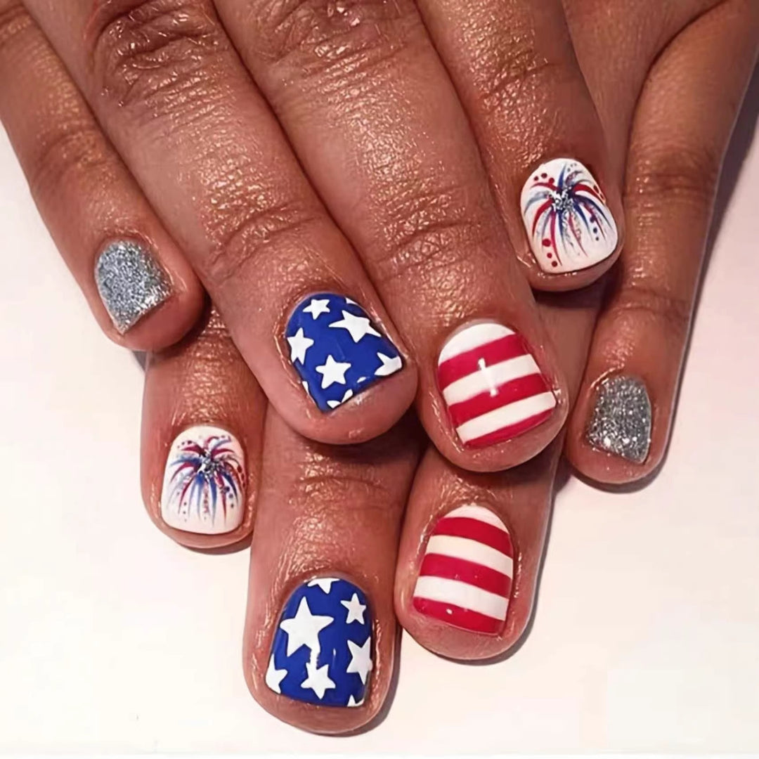 Patriotic Gel Nail Art Extensions Stornfield