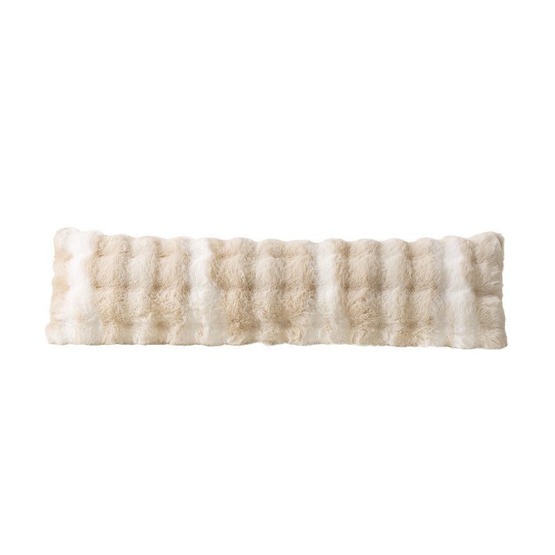long decorative lumbar support with faux fur cover