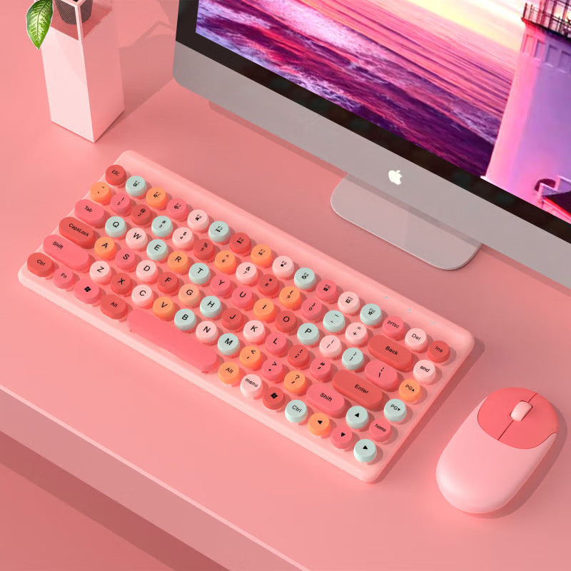 Retro Round-Key Wireless Keyboard and Mouse Set Stornfield