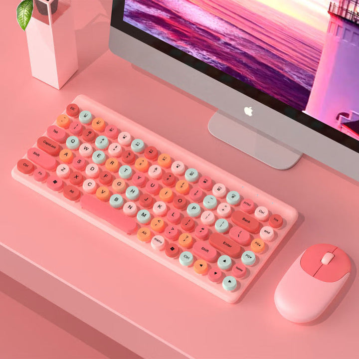 Retro Round-Key Wireless Keyboard and Mouse Set Stornfield