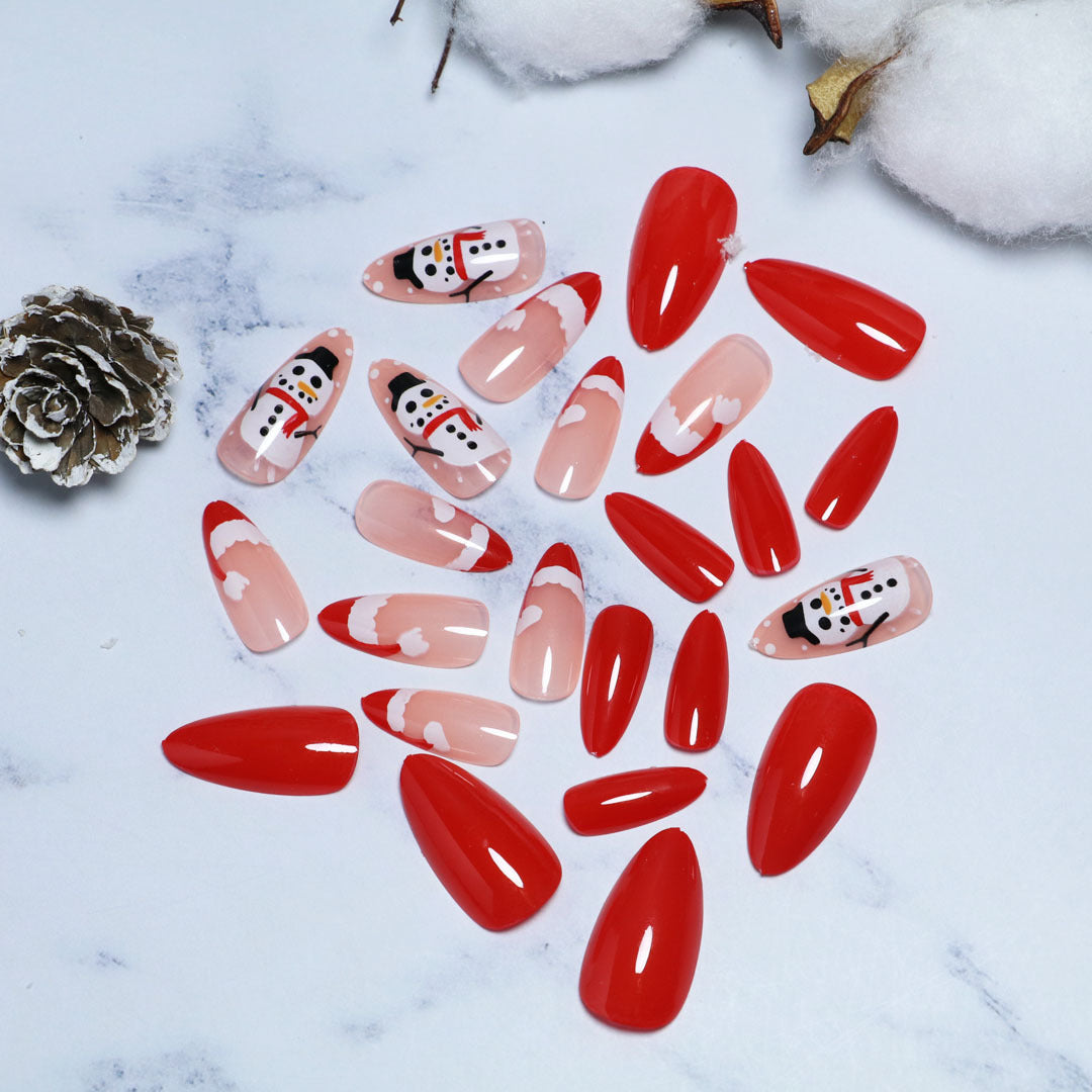 Festive Winter-Themed Press-On Nail Set Stornfield