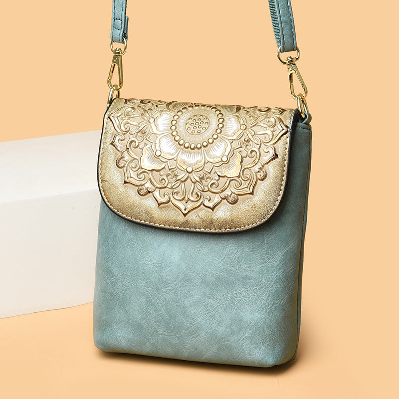 Decorative Embossed Crossbody Handbag