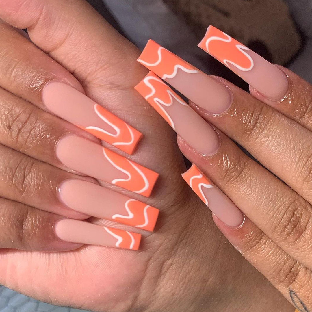 Artful acrylic nails with creative wave design Stornfield