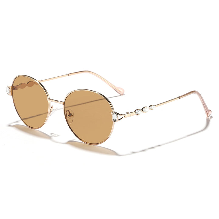 Women round sunglasses with elegant metal frame and mirrored lenses Stornfield