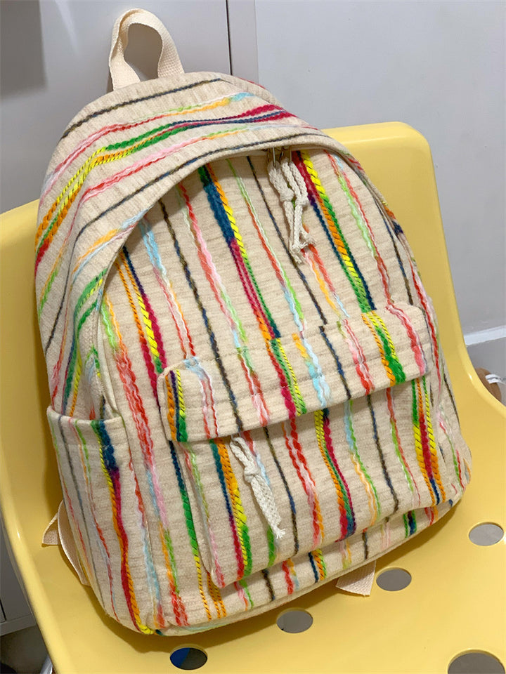 Colorful Striped Fabric School Backpack Stornfield