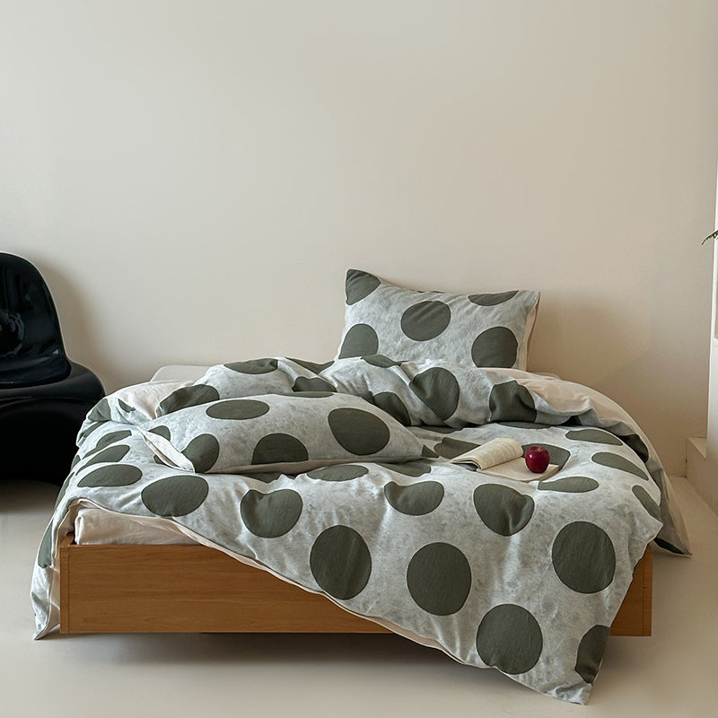 Bedding set made of cotton-linen with oversized polka dot pattern