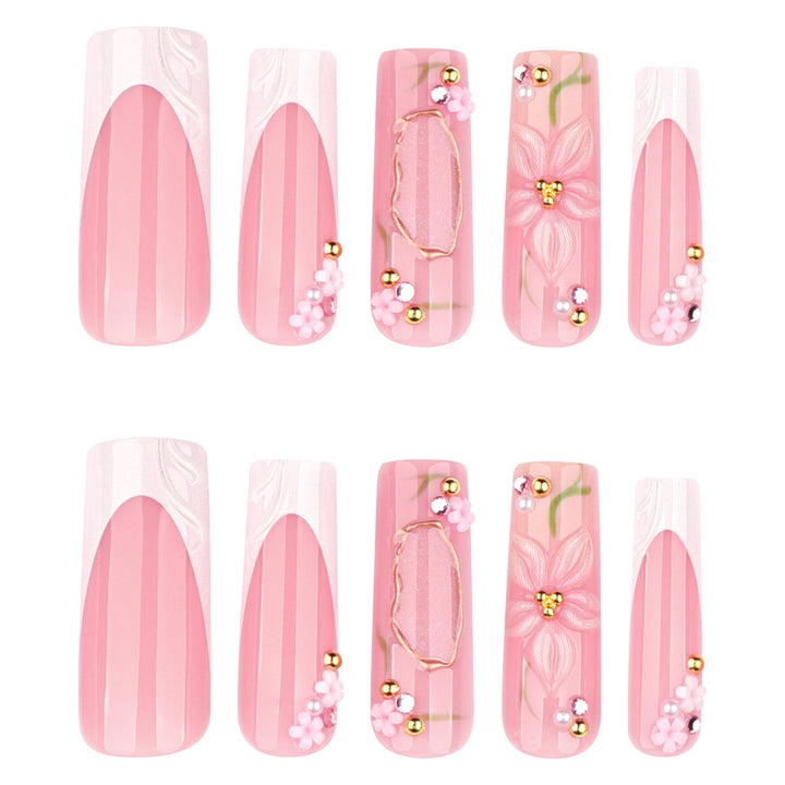 Artful nail extensions with floral embellishments Stornfield