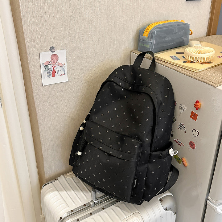 Playful Heart-Printed Backpack Stornfield