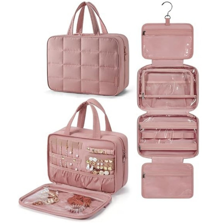 Jewelry Organizer Bag with Removable Hook and Transparent Compartment Division Stornfield