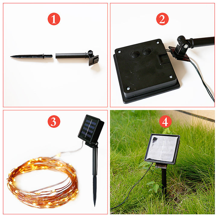 Ultra-Flexible Solar Micro-LED Fairy String Lights With Waterproof Ground-Mount Panel Stornfield