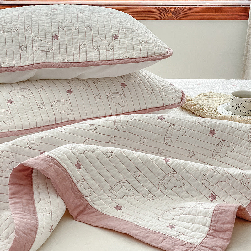 Lightweight Cotton Quilted Bedspread Set with Pillow Shams