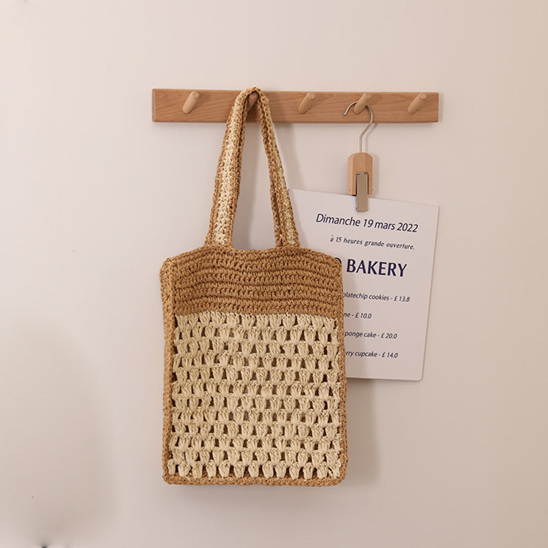 Hand-knotted tote bag in modern net design Stornfield