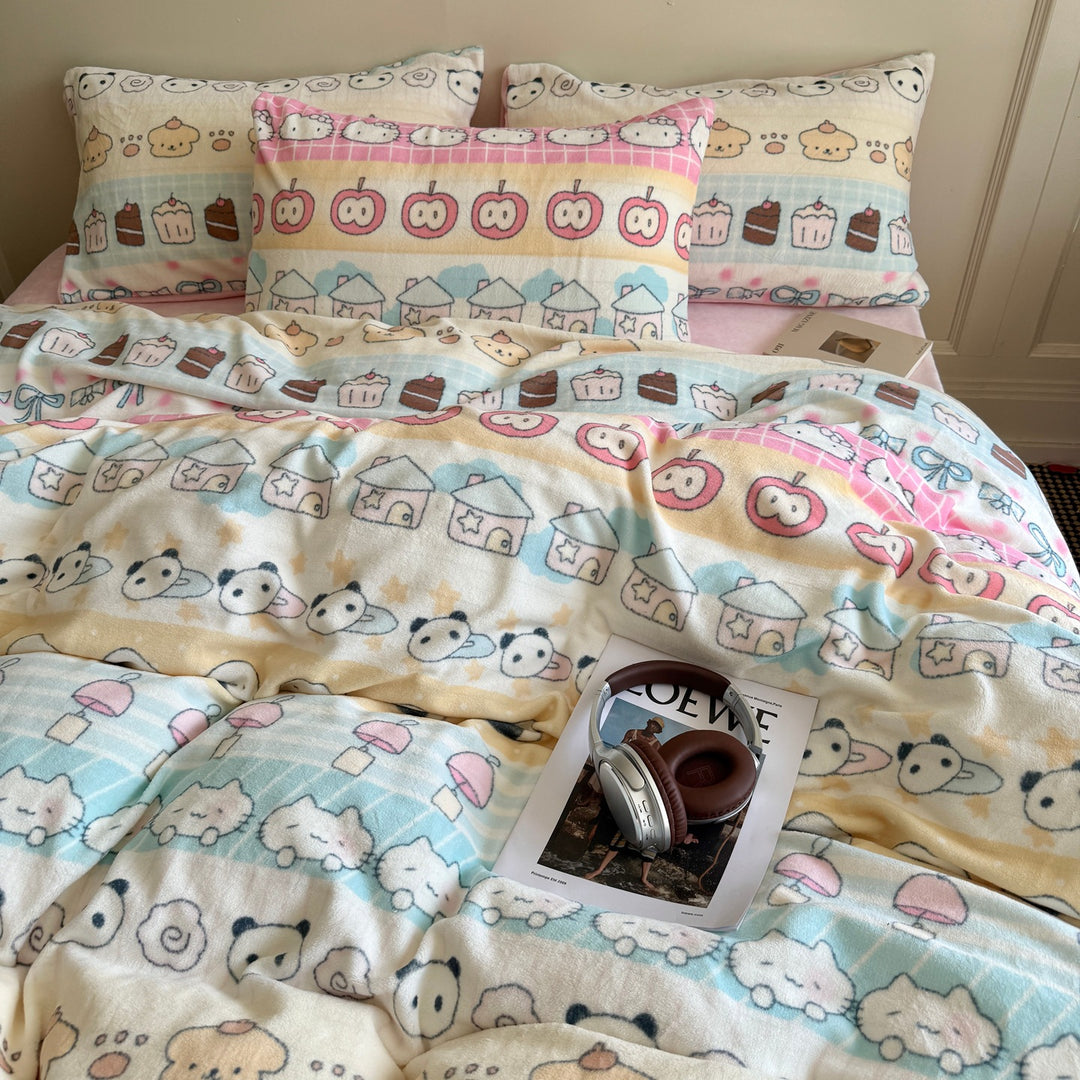 Cute Themed Flannel Bedding Set