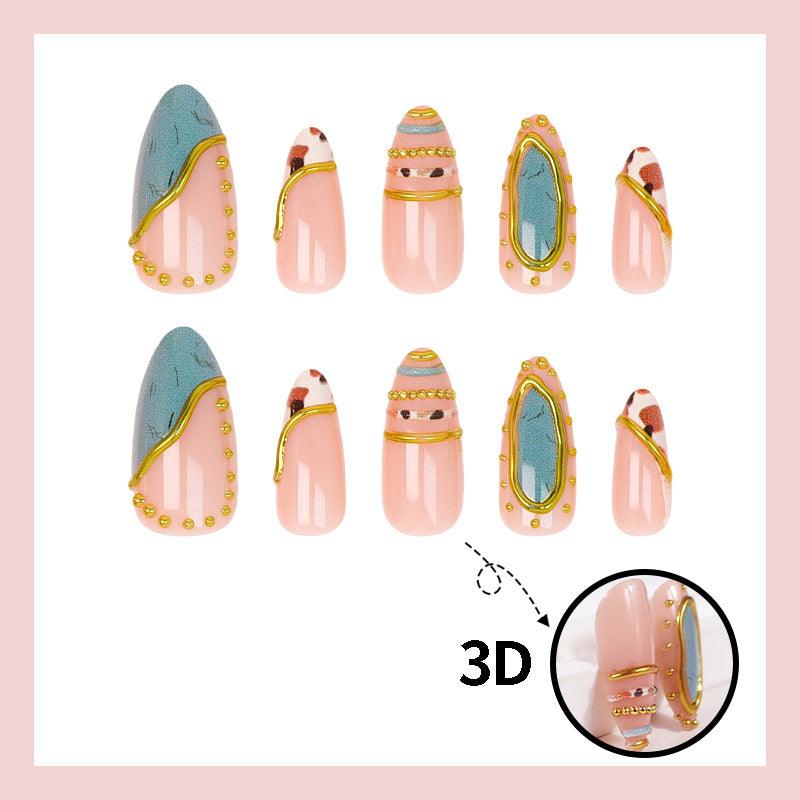 Artificial nail set with luxurious decorative elements and elegant designs Stornfield