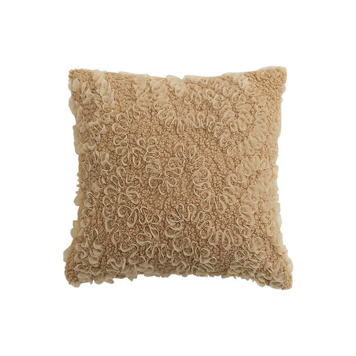 Fluffy bouclé decorative pillow with relief loops and soft inner cushion