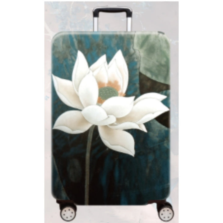 Women's Hard Shell Travel Suitcase with Elegant Lotus Design Stornfield