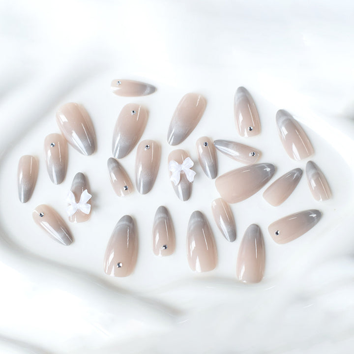 Elegant Rhinestone and Bow Nail Art Extensions Stornfield