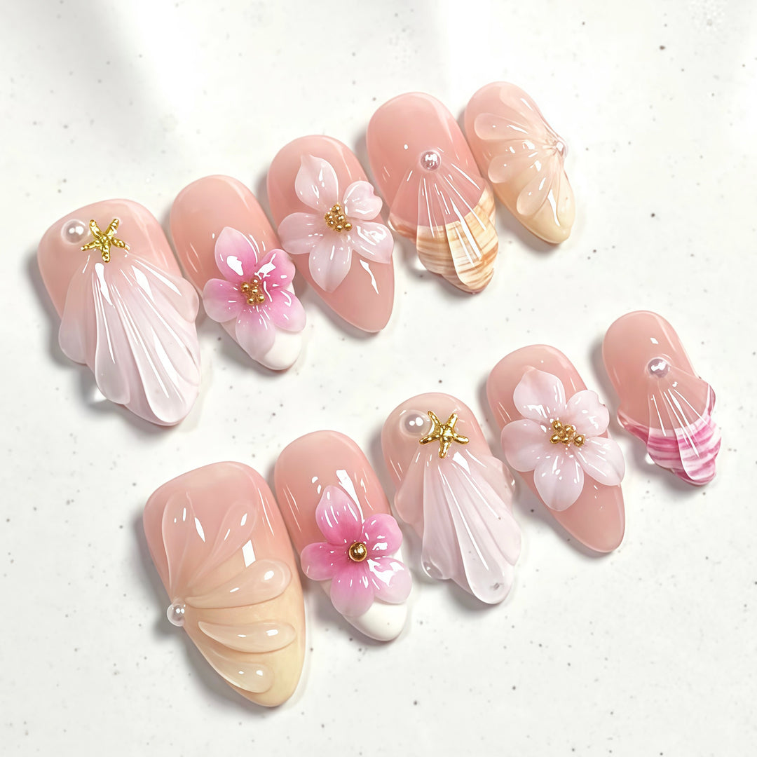 Decorative Floral-Themed Press-On Nail Art Set