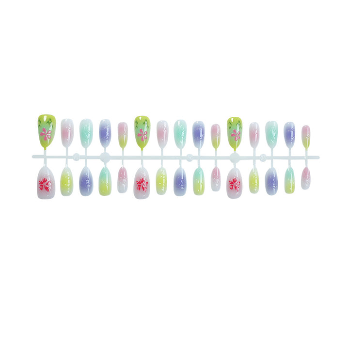 Artistic Press-On Nail Set with Floral Design