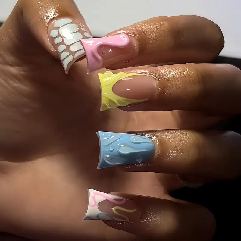 Creative Drip Effect Press-On Nails Stornfield