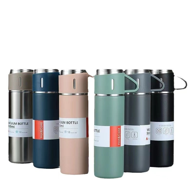 Women’s stainless steel vacuum flask with two accompanying cups Stornfield