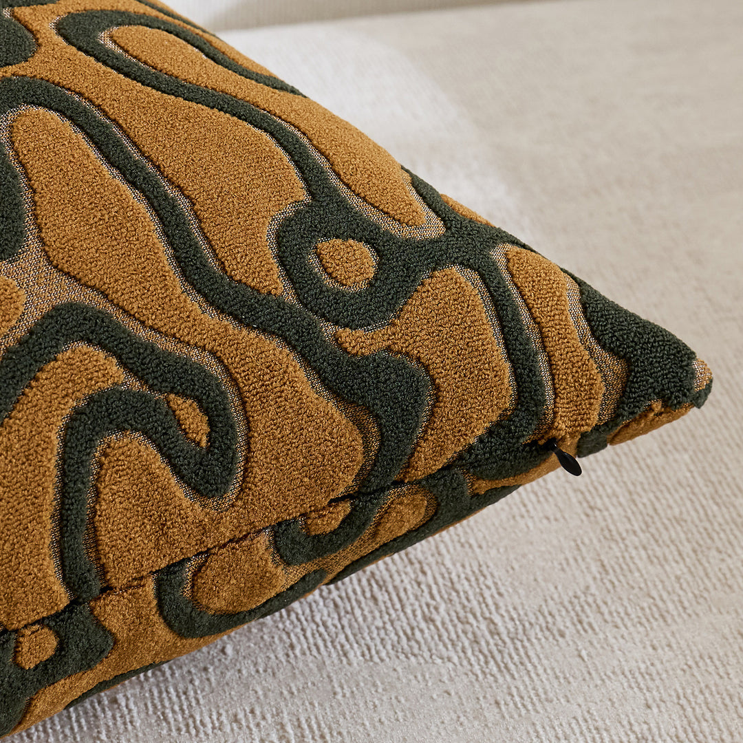Tufted Chenille Abstract Maze Square Throw Pillow Cover