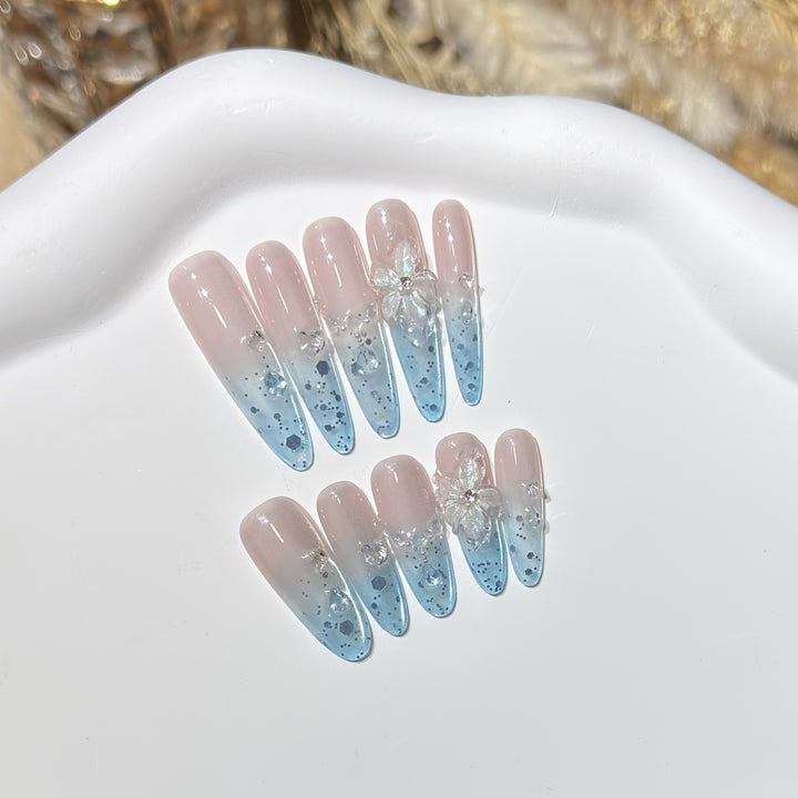Ombre Floral Press-On Nail Art Set Stornfield