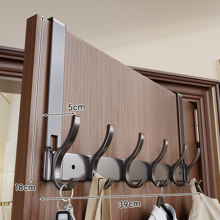 Over-Door Heavy-Duty Metal Coat & Accessory Hook Rack with Tall Hanger