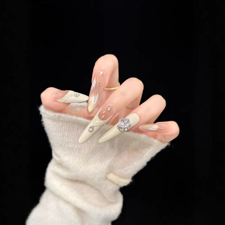 Luxurious Gel Nail Art Tips with Gem Accents