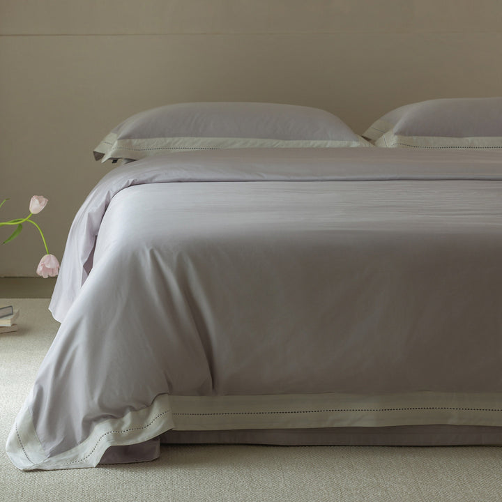 Cotton-Sateen Duvet Cover Set with Contrast Hem, Deep-Fit Corners & Oxford Shams