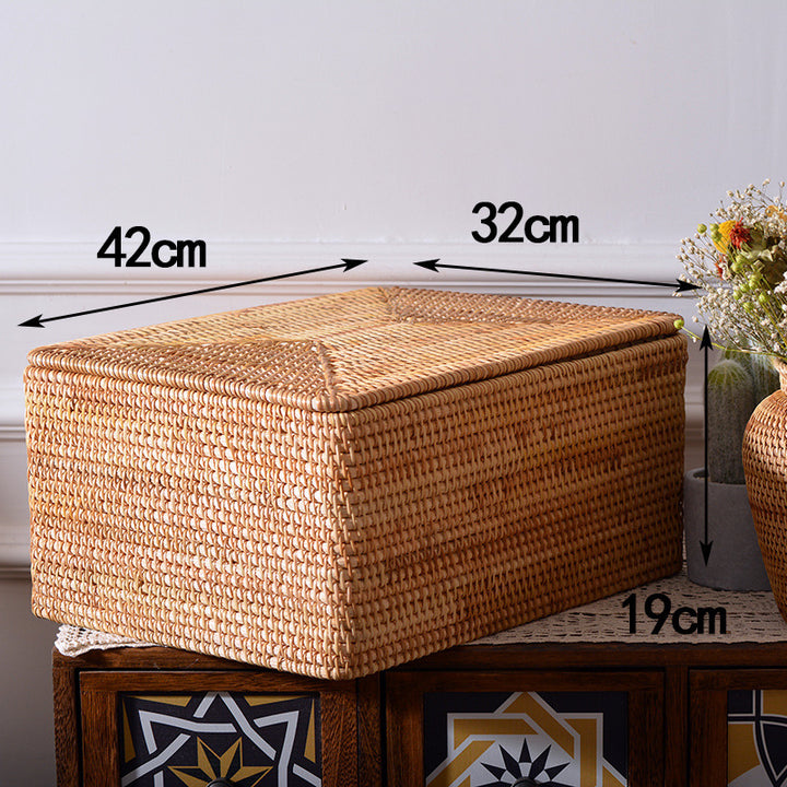 Women rectangular rattan storage basket Stornfield