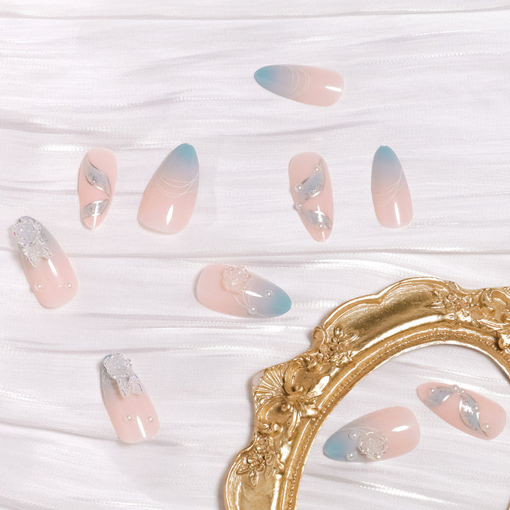 Premium 3D Floral Design Press-On Nails Stornfield