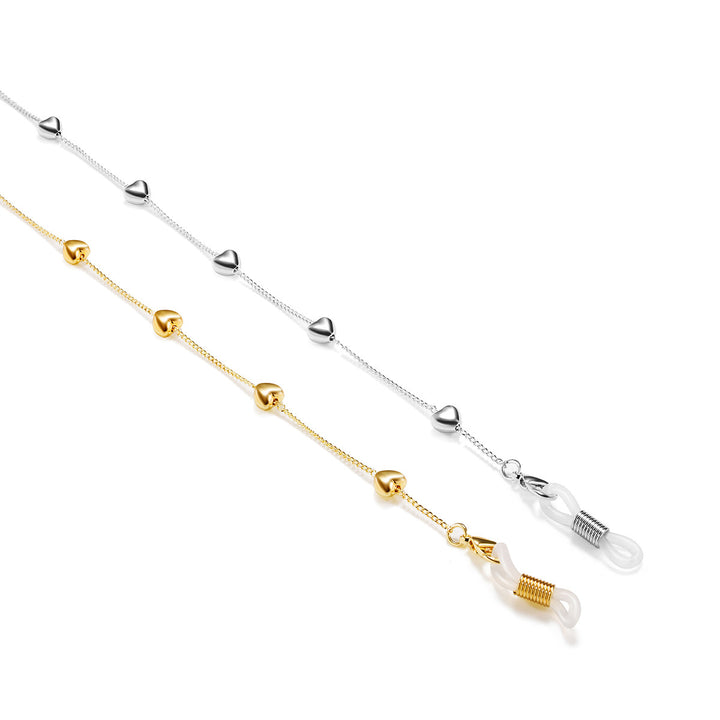 Fashionable glasses strap made of stainless steel with heart pendants Stornfield