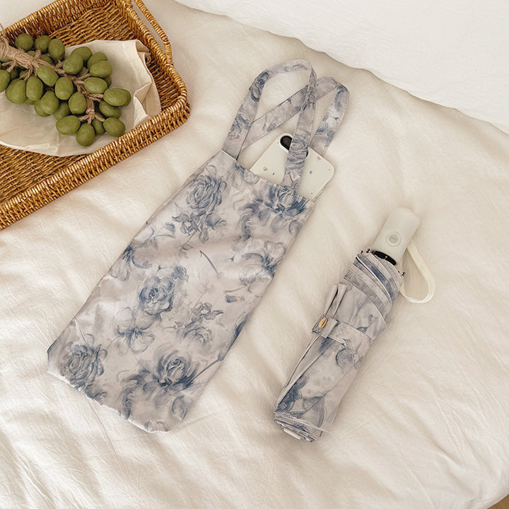 Ladies Foldable Umbrella with Floral Patterns and Carry Bag Stornfield
