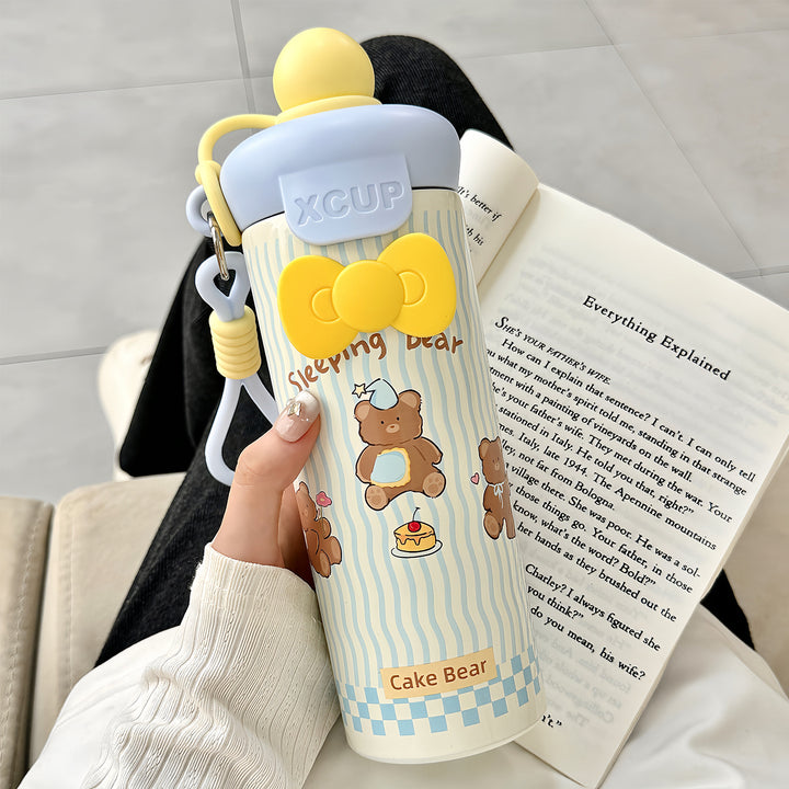 Women's water bottle with cute bunny design and integrated carabiner Stornfield