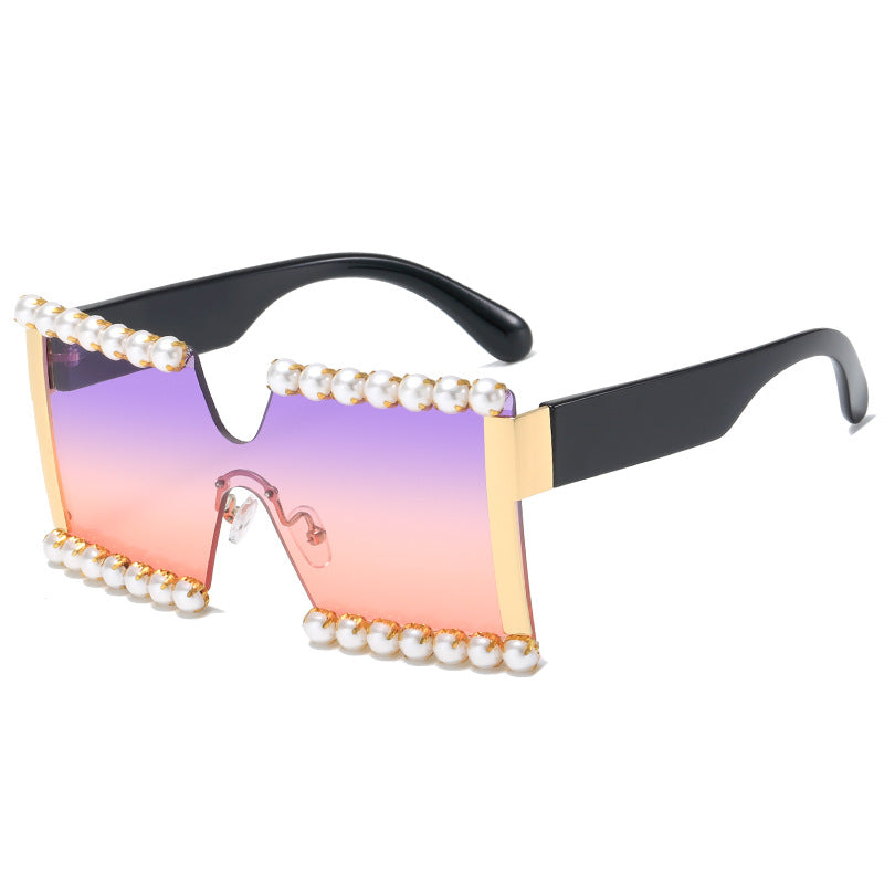 Ladies extravagant rectangular sunglasses with pearl decoration and UV protection Stornfield