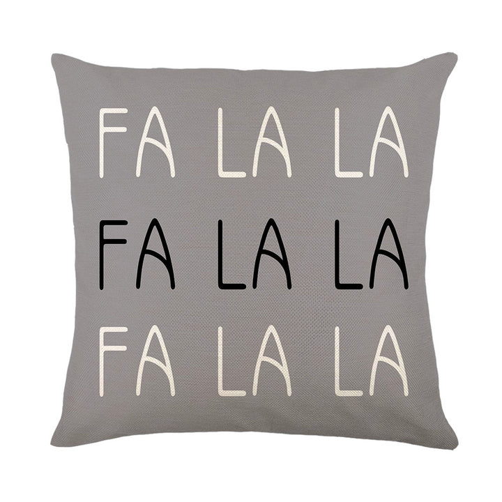 Holiday Linen Throw Pillow Cover with Merry Bright Script and Ribbon Bow Accent