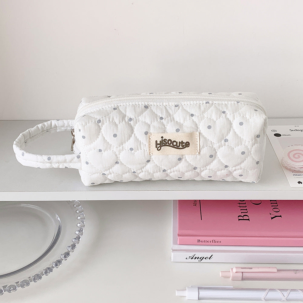 Quilted Heart-Shaped Pencil Case Stornfield