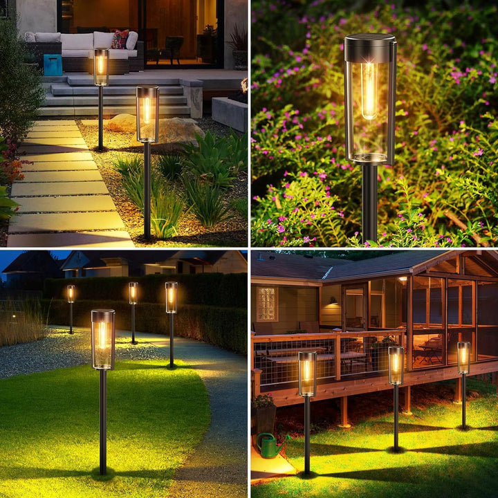 Weatherproof Garden Post Lantern With Vintage Filament-Style Bulb And Tempered Glass Panels Stornfield