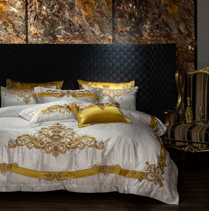 Baroque Embroidered Satin-Effect Duvet Cover Bedding Set