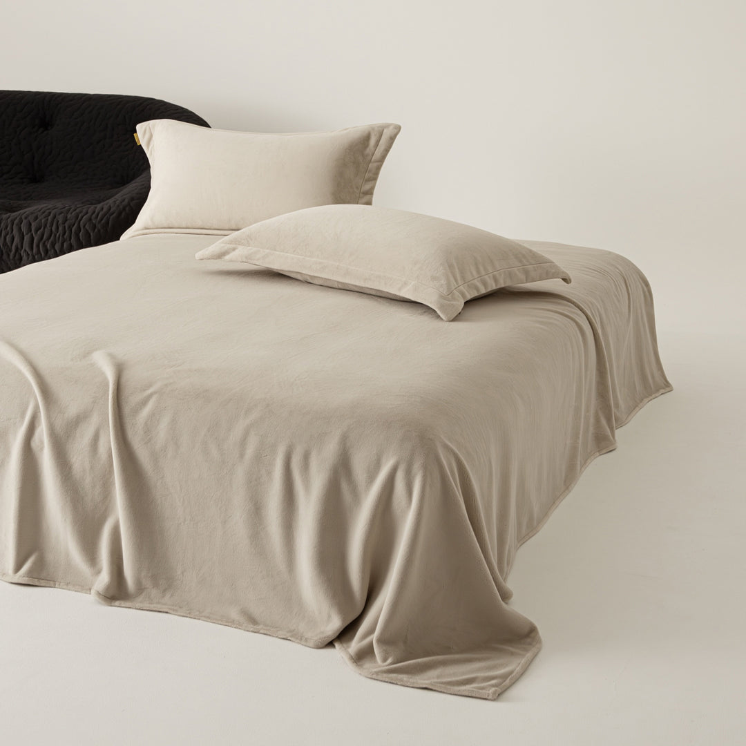 Velvet-Feel Brushed Microfiber Sheet Set with Drapey Flat Sheet & Matching Pillowcases