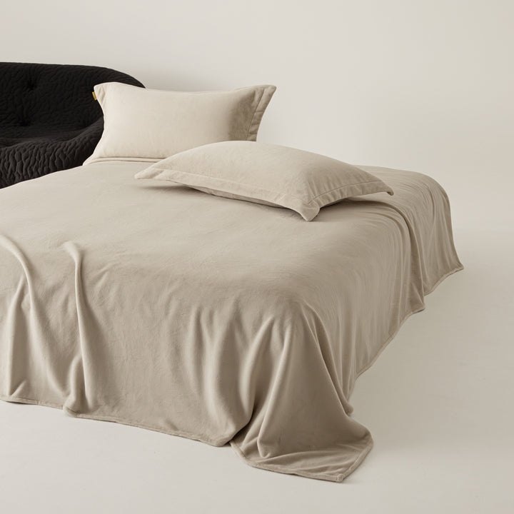 Velvet-Feel Brushed Microfiber Sheet Set with Drapey Flat Sheet & Matching Pillowcases