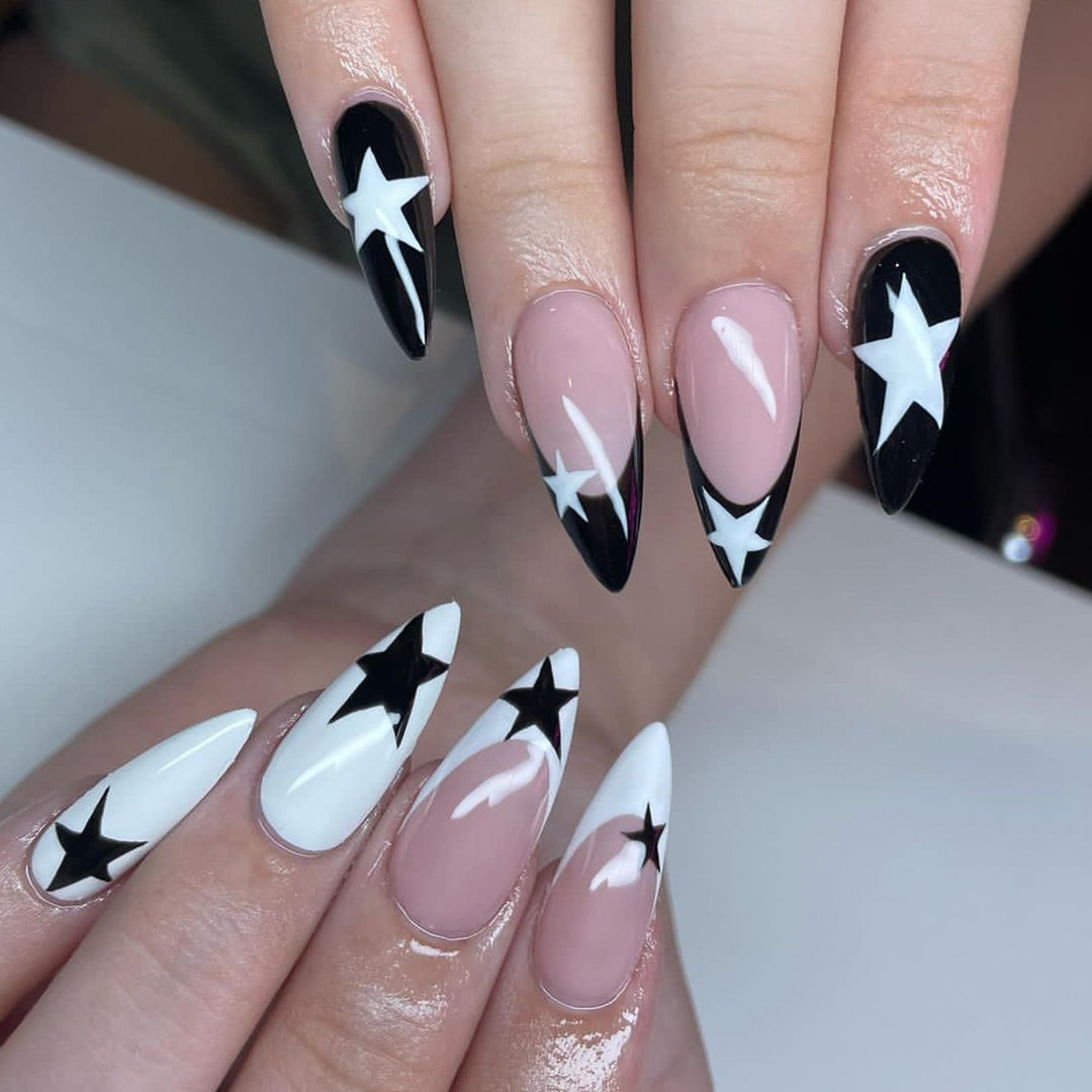 Stylish Star Accent Stiletto Nail Art Stornfield