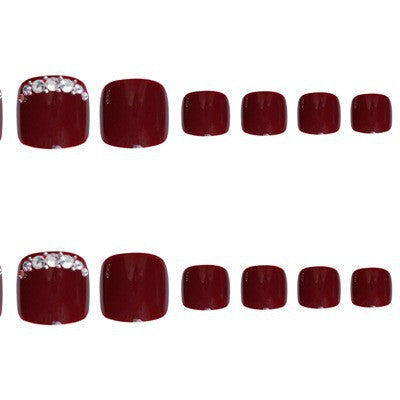 Glossy Press-On Nail Art Set with Rhinestone Accents Stornfield
