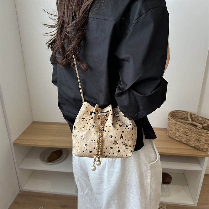 Star-Print Drawstring Handbag