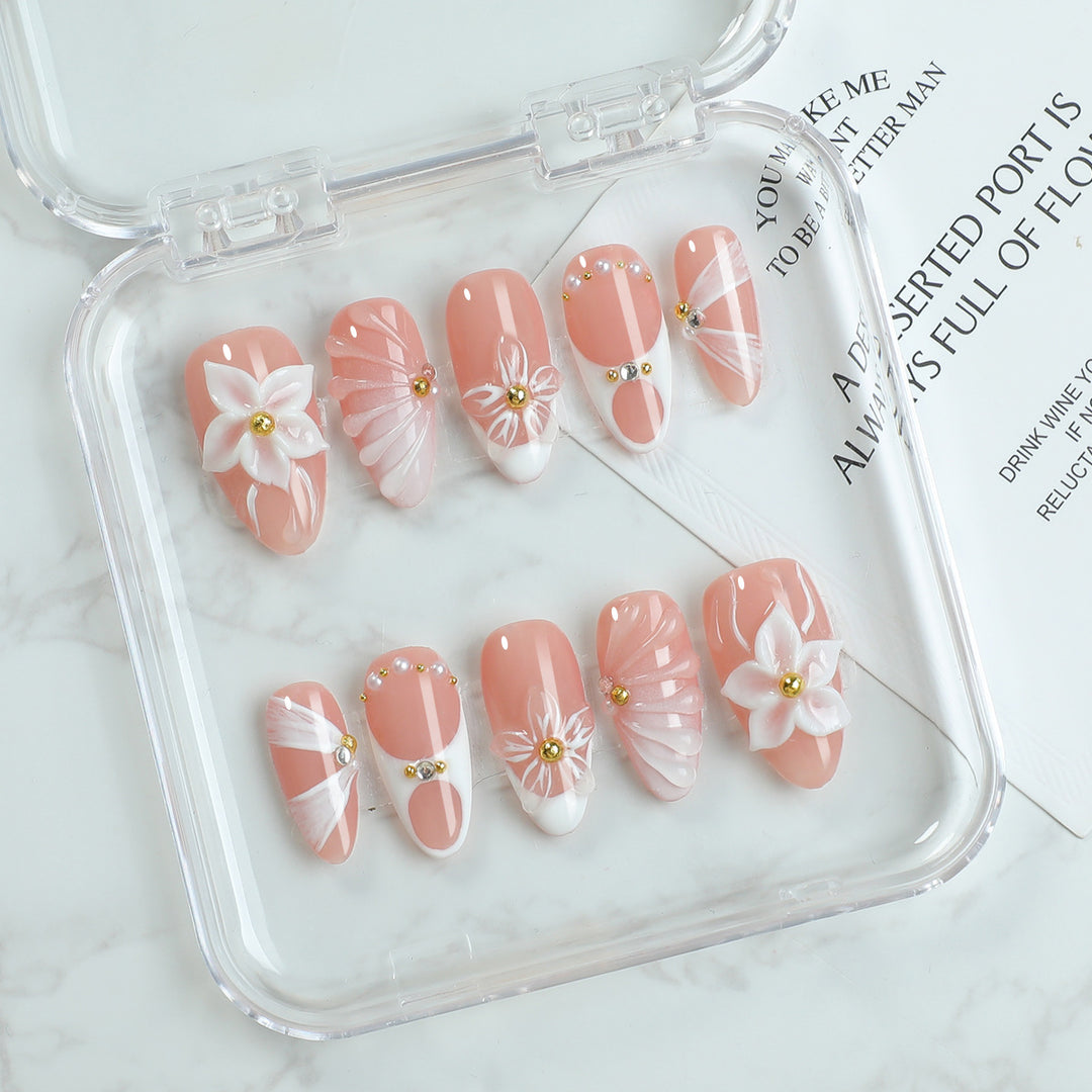 Nail art set with floral decorations and radiant accents Stornfield